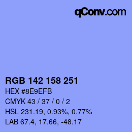 カラーコード: RGB 142 158 251 | qconv.com