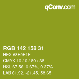 颜色代码: RGB 142 158 31 | qconv.com