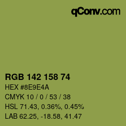 颜色代码: RGB 142 158 74 | qconv.com