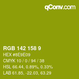 カラーコード: RGB 142 158 9 | qconv.com