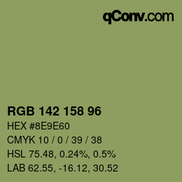 颜色代码: RGB 142 158 96 | qconv.com