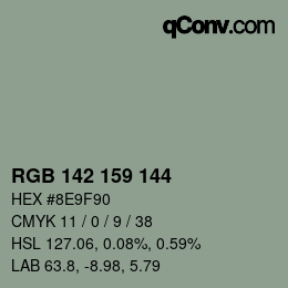カラーコード: RGB 142 159 144 | qconv.com