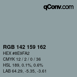 Color code: RGB 142 159 162 | qconv.com