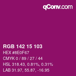カラーコード: RGB 142 15 103 | qconv.com