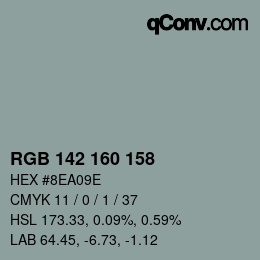 颜色代码: RGB 142 160 158 | qconv.com