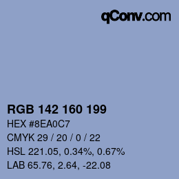 Color code: RGB 142 160 199 | qconv.com
