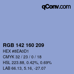 Color code: RGB 142 160 209 | qconv.com