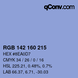 Color code: RGB 142 160 215 | qconv.com