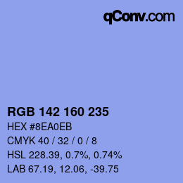 Color code: RGB 142 160 235 | qconv.com