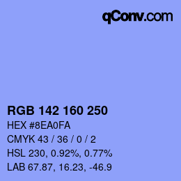 Color code: RGB 142 160 250 | qconv.com