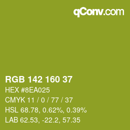 Color code: RGB 142 160 37 | qconv.com