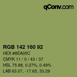 Color code: RGB 142 160 92 | qconv.com