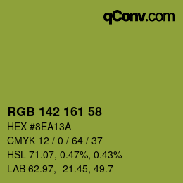 Color code: RGB 142 161 58 | qconv.com