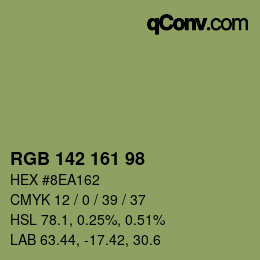 Color code: RGB 142 161 98 | qconv.com