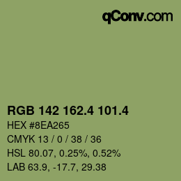 カラーコード: RGB 142 162.4 101.4 | qconv.com