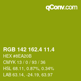 カラーコード: RGB 142 162.4 11.4 | qconv.com