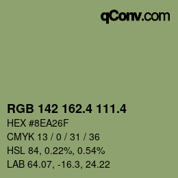 カラーコード: RGB 142 162.4 111.4 | qconv.com