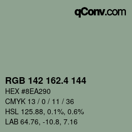 カラーコード: RGB 142 162.4 144 | qconv.com