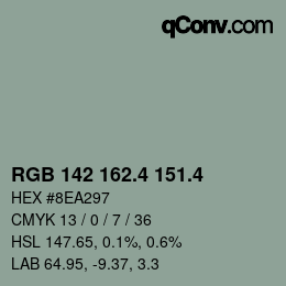 カラーコード: RGB 142 162.4 151.4 | qconv.com