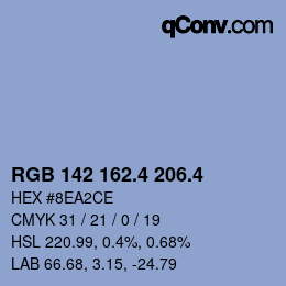 カラーコード: RGB 142 162.4 206.4 | qconv.com