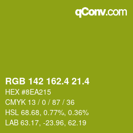 カラーコード: RGB 142 162.4 21.4 | qconv.com