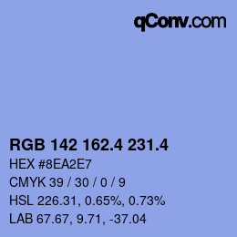 カラーコード: RGB 142 162.4 231.4 | qconv.com