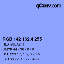カラーコード: RGB 142 162.4 255 | qconv.com