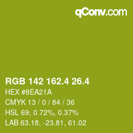 カラーコード: RGB 142 162.4 26.4 | qconv.com