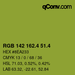 カラーコード: RGB 142 162.4 51.4 | qconv.com