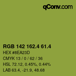 カラーコード: RGB 142 162.4 61.4 | qconv.com