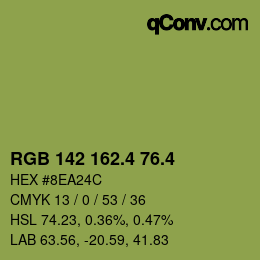 カラーコード: RGB 142 162.4 76.4 | qconv.com