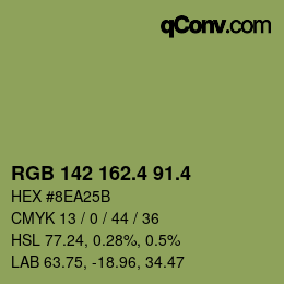 カラーコード: RGB 142 162.4 91.4 | qconv.com