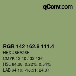 カラーコード: RGB 142 162.8 111.4 | qconv.com