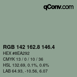 カラーコード: RGB 142 162.8 146.4 | qconv.com