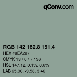 カラーコード: RGB 142 162.8 151.4 | qconv.com