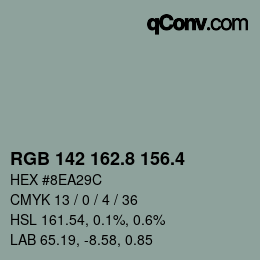 カラーコード: RGB 142 162.8 156.4 | qconv.com