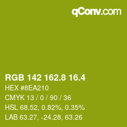 カラーコード: RGB 142 162.8 16.4 | qconv.com