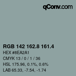 カラーコード: RGB 142 162.8 161.4 | qconv.com
