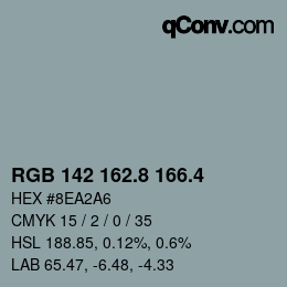 カラーコード: RGB 142 162.8 166.4 | qconv.com
