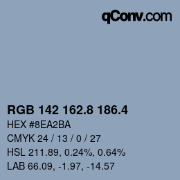カラーコード: RGB 142 162.8 186.4 | qconv.com