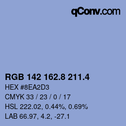 カラーコード: RGB 142 162.8 211.4 | qconv.com