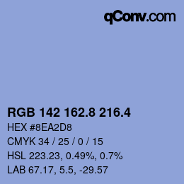 カラーコード: RGB 142 162.8 216.4 | qconv.com