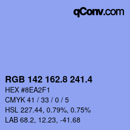 カラーコード: RGB 142 162.8 241.4 | qconv.com