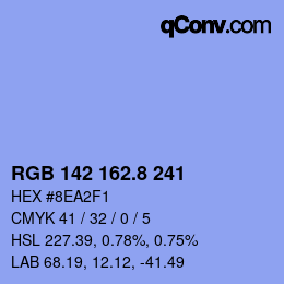 カラーコード: RGB 142 162.8 241 | qconv.com