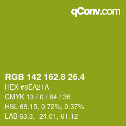 カラーコード: RGB 142 162.8 26.4 | qconv.com