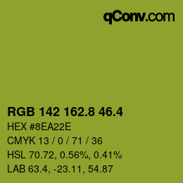 カラーコード: RGB 142 162.8 46.4 | qconv.com