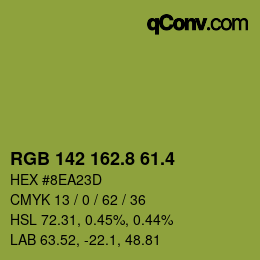 カラーコード: RGB 142 162.8 61.4 | qconv.com