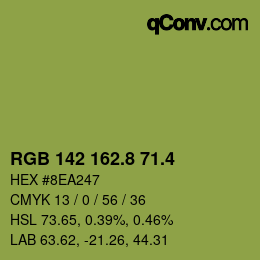 カラーコード: RGB 142 162.8 71.4 | qconv.com