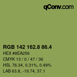 カラーコード: RGB 142 162.8 86.4 | qconv.com