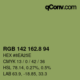 カラーコード: RGB 142 162.8 94 | qconv.com